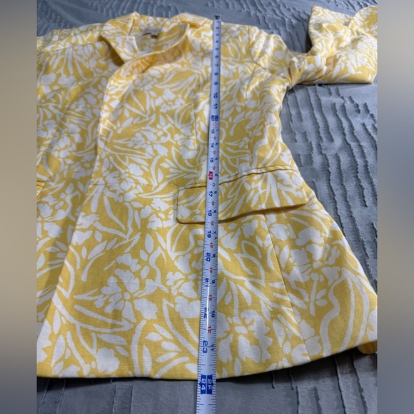 Skies Are Blue Blazer Women XS Yellow White Floral Lightweight Summer Jacket - Picture 7 of 7